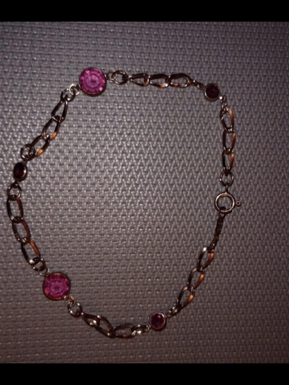 Delicate Pink Crystal Link Bracelet - Unbranded